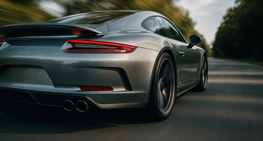 Sports car; exhaust system with heat-resistant spring clamps instead of adhesive connections